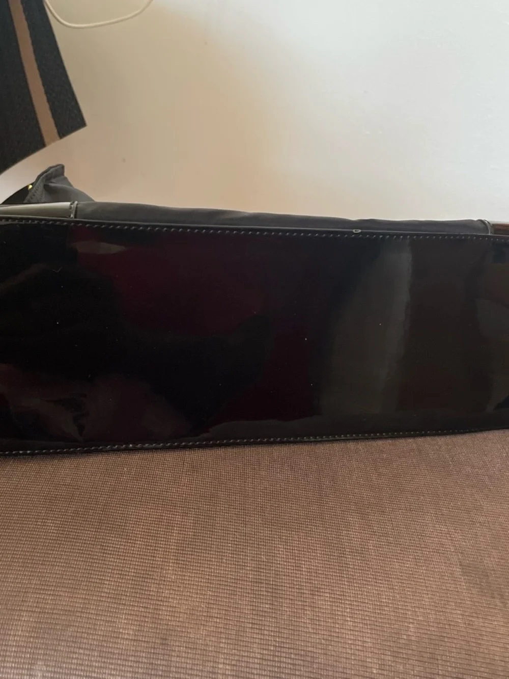 Preowned Tory Burch Black Nylon Tote with Patent Trim